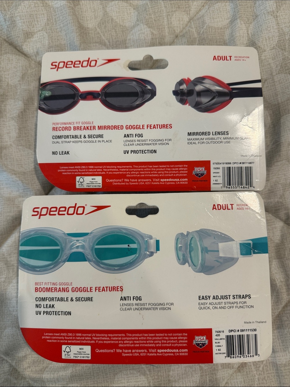 Speedo Mirrored & Blue Adult Swim Goggles - Teal/Black and Blue/Black (2 Pack) - Picture 2 of 2